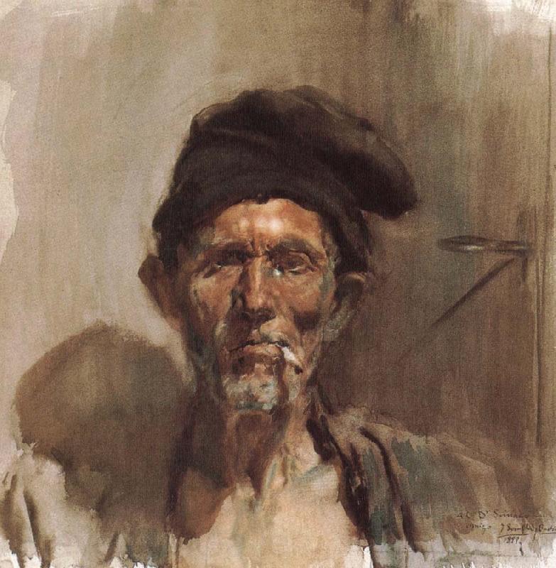 Joaquin Sorolla Smoking old man Spain oil painting art